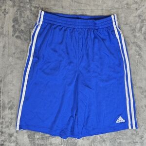 Adidas Training Running Gym Shorts Size Youth XL Fits Men's Medium Blue Stripe